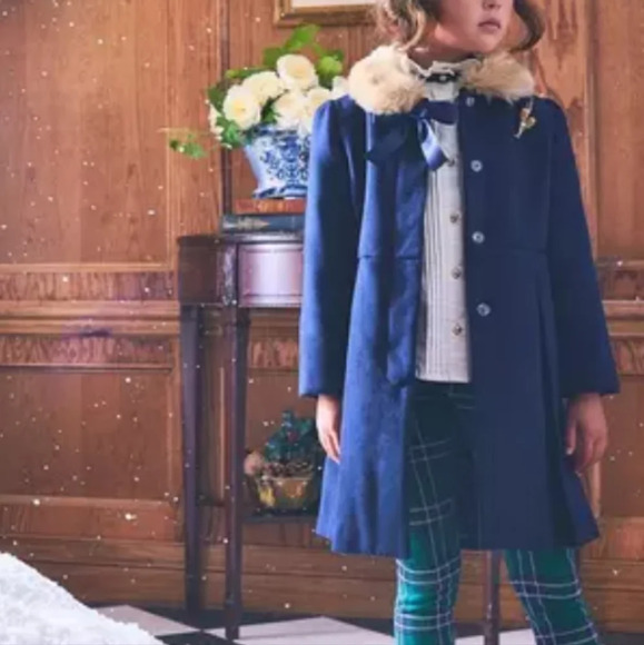 Janie And Jack - Faux Fur Collar Coat - Picture 3 of 5